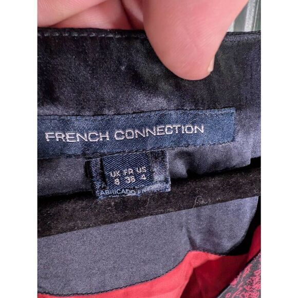 French Connection Silk Tunic Black and Red Dress Women's 4 - Picture 3 of 5